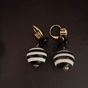 Betsey Johnson Miami Chic Striped White and Black Earrings